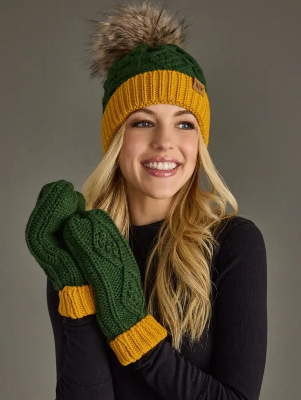 Green & Mustard Mitten Set